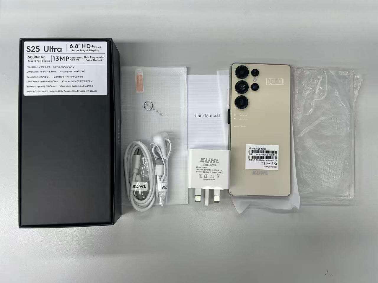 Kuhl S25 Ultra Kuhl 8GB + 128GB 6.8" Brand New Android Smartphone (Dual SIM), 5000mAh, Gold Color (1 YR WRTY)